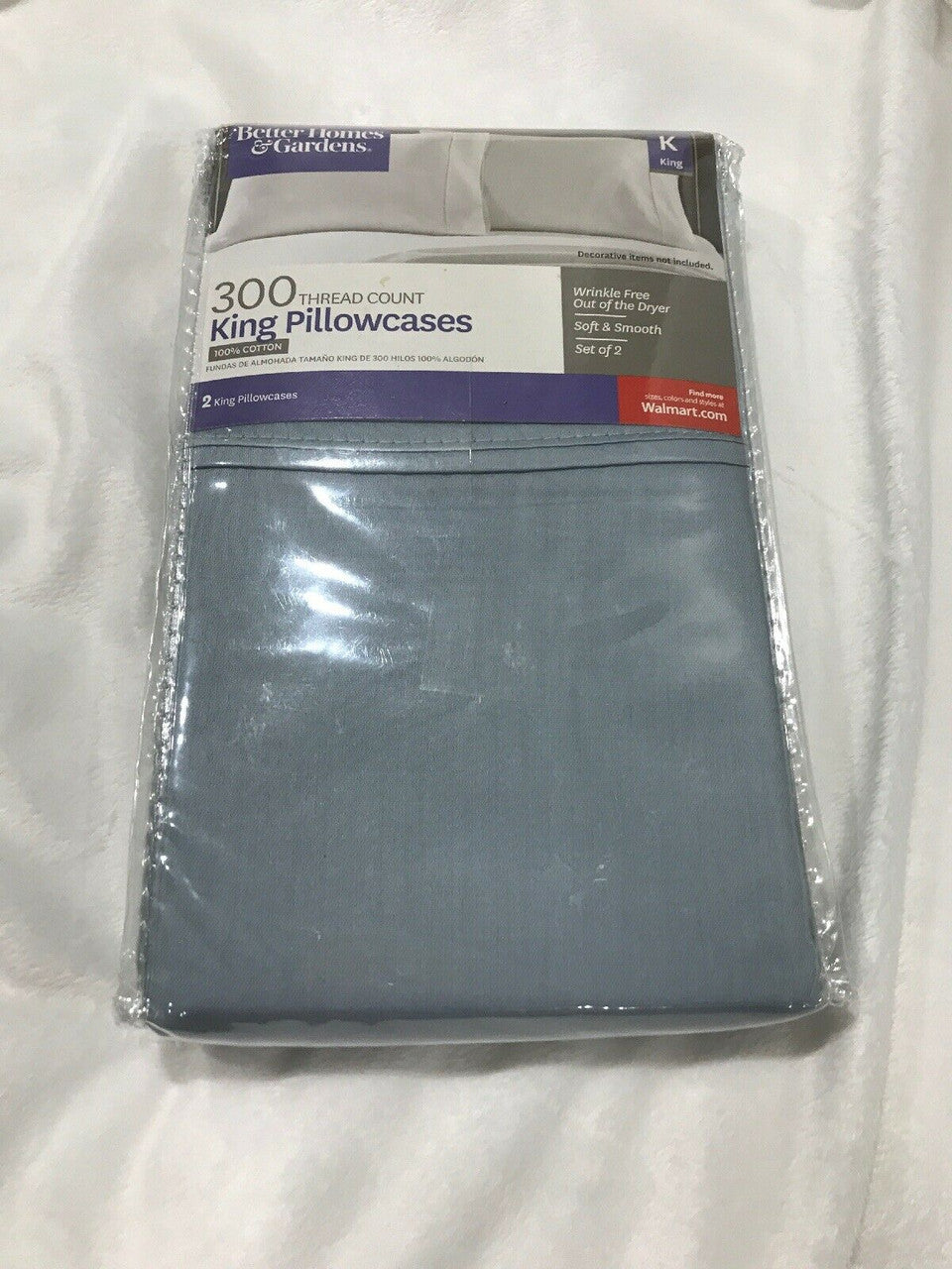 Better Homes and Gardens Sky Blue King Pillowcases 300 Thread Count