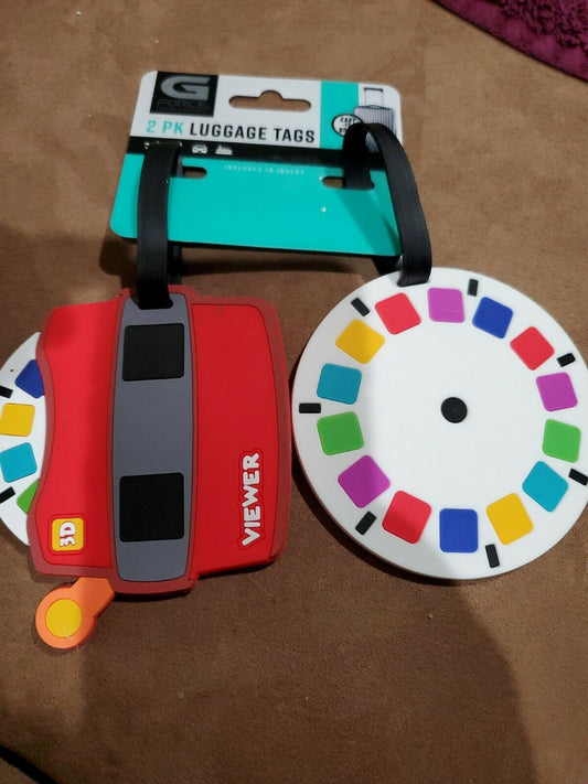 3D Viewer & Multicolored Disc Luggage Tags Set of 2 G force Durable PVC
