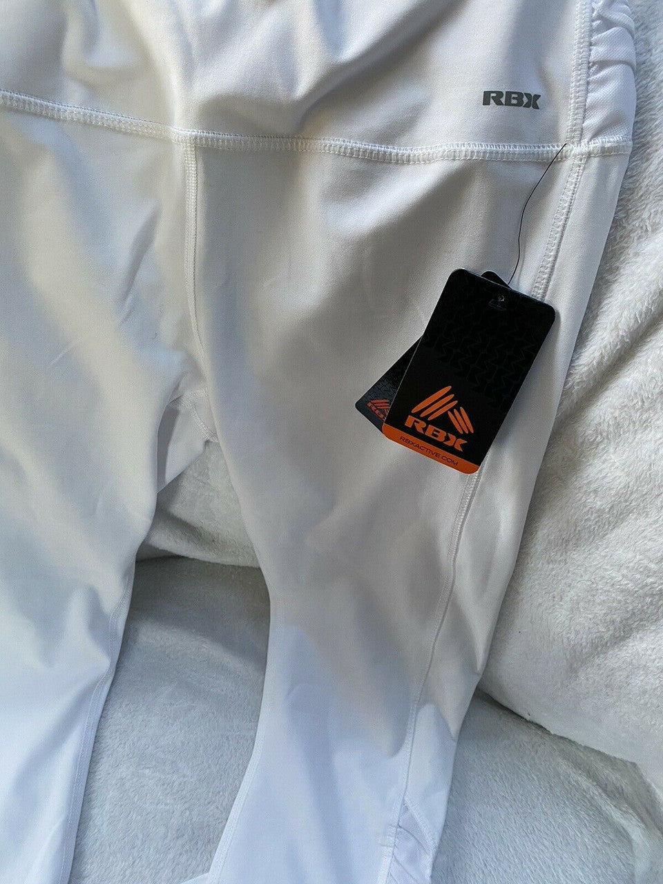 rbx high waist shirred mesh side legging Size L white full length