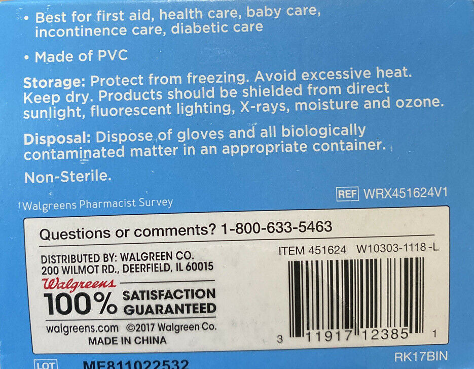 Walgreens Vinyl Exam Gloves Ultra Smooth Powder Free Small 50 ct