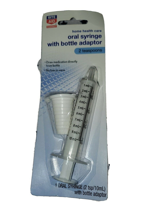 Rite Aid Oral Syringe with Bottle Adapter, 2 tsp 10 mL, 1 Pack