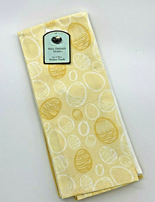 Well Dressed Home set of 3 Kitchen Towels Easter eggs-1
