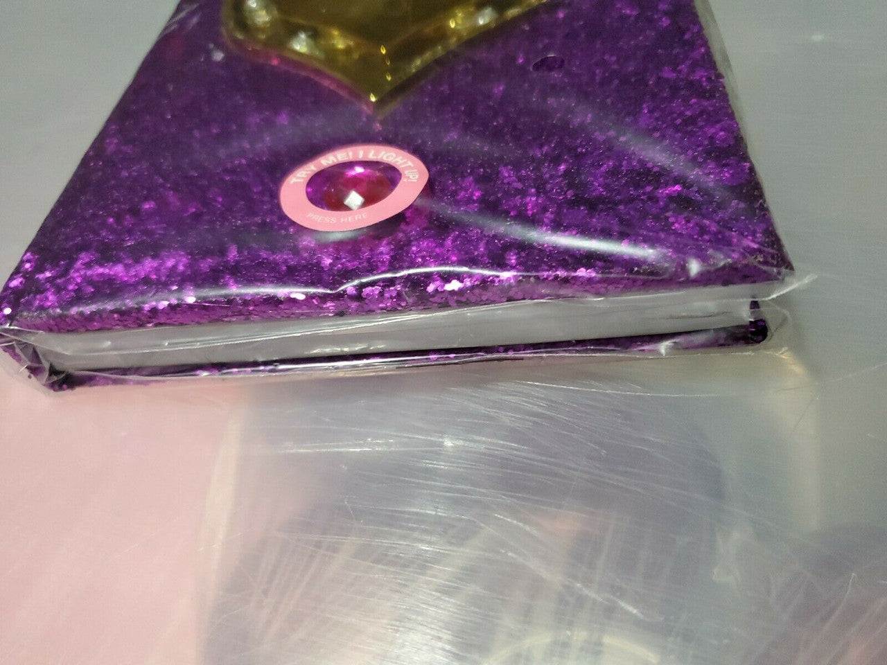 Love In The Air Lite Up NoteBook Sequins Purple Gold Heart Write Feelings