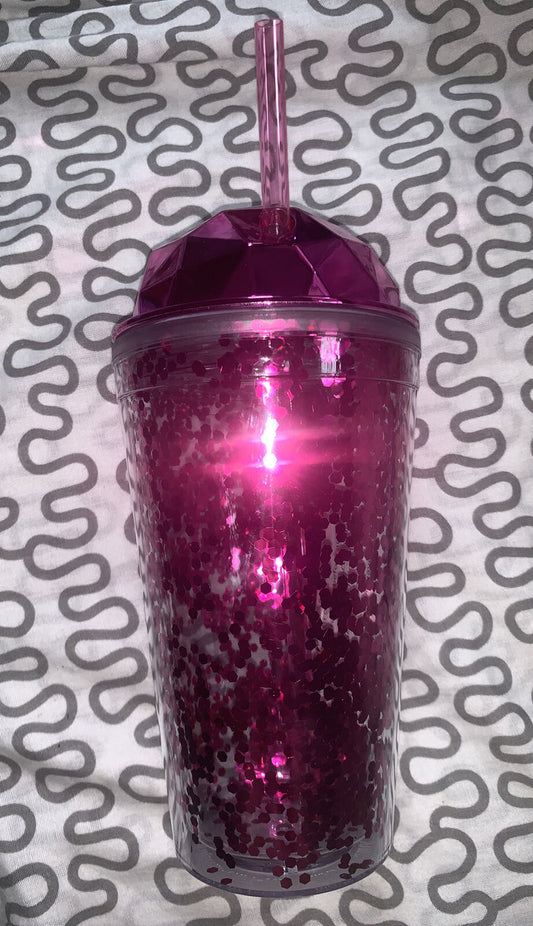 Glitter Gem Top 16oz Tumbler With Straw
