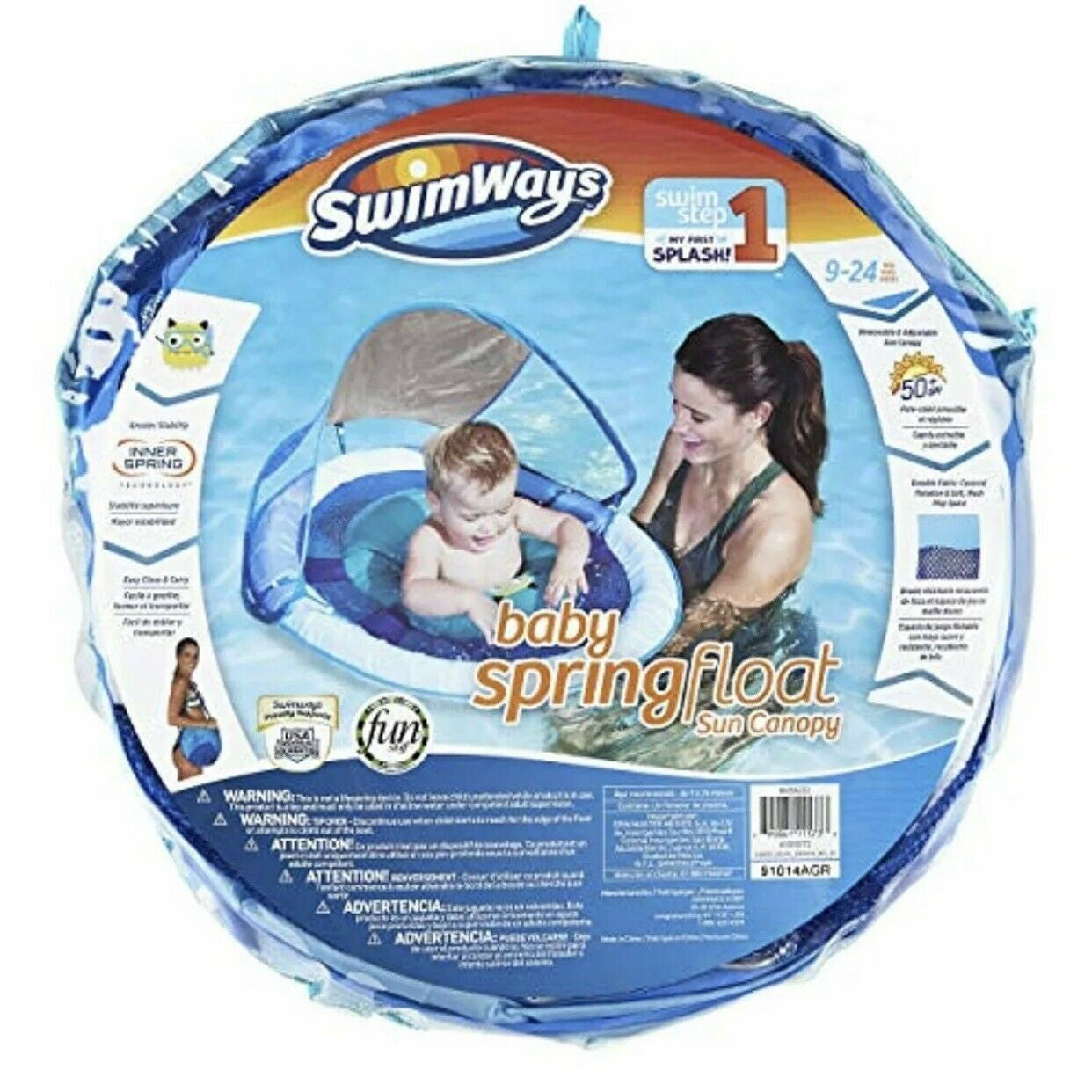 SwimWays Baby Spring Float Sun Canopy - Blue Sea Monster