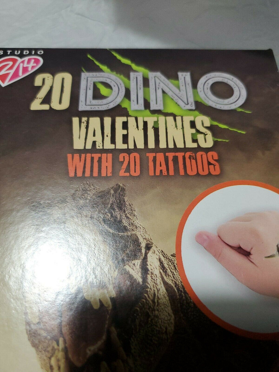 DINO 20 Count Valentines Cards With 20 Tattoos