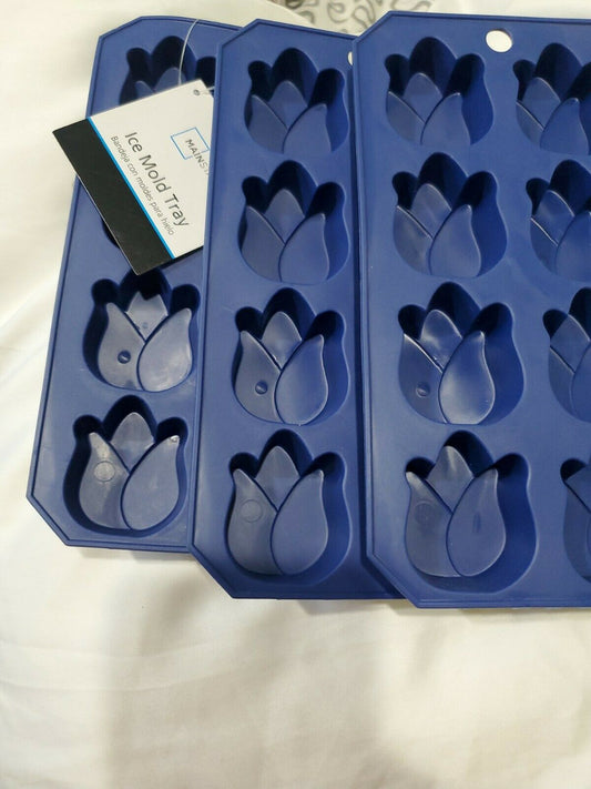 Mainstays Ice Mold Tray Blue Flower 3 PIECES
