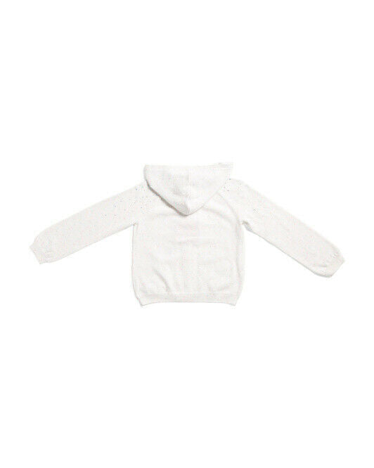 LULURAIN SHRINKING VIOLET Girls Hooded Zip Front Raglan Sweater Rhinestones