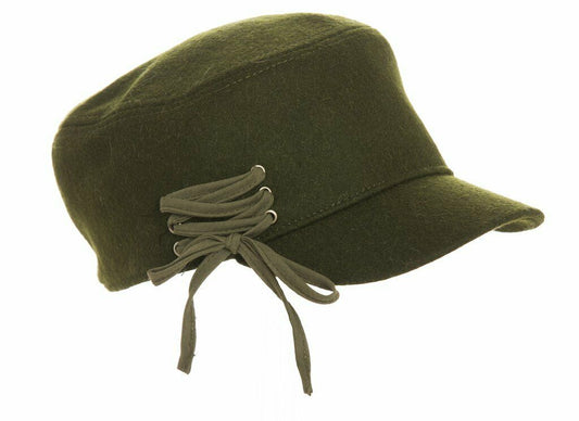 SWEET TURNS Cadet Hat VANESSA With Side Solid Lace Detail one size women OLIVE