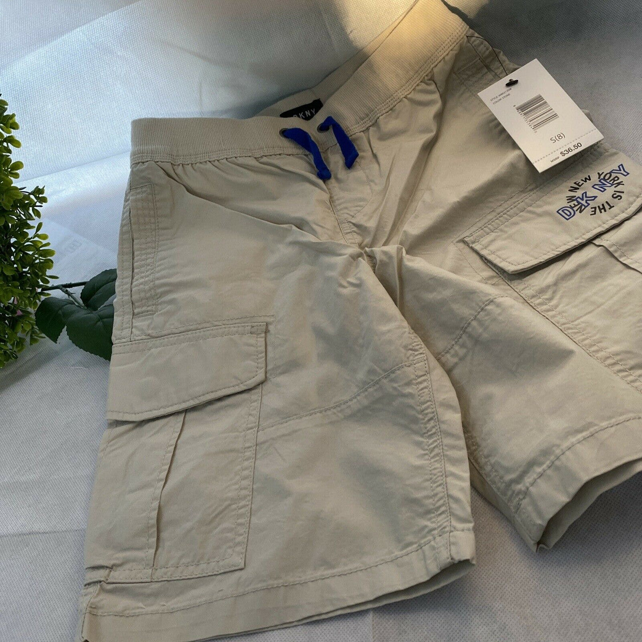 DKNY Stone Color Cargo shorts  Big Boys Size S (8)  100% Cotton