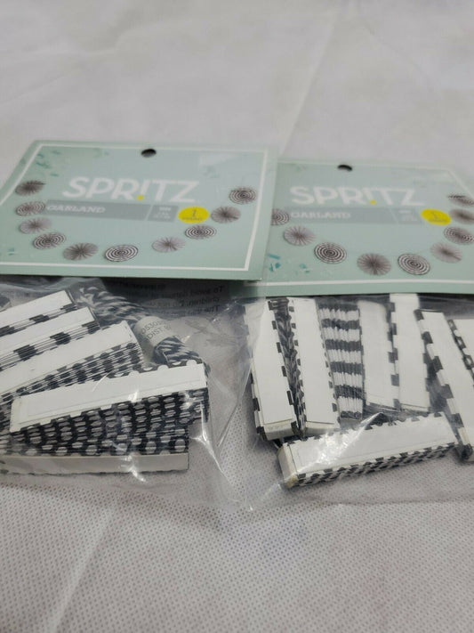 Spritz Garland Paper Fans Black White 7 feet Long Lot of 2 pieces