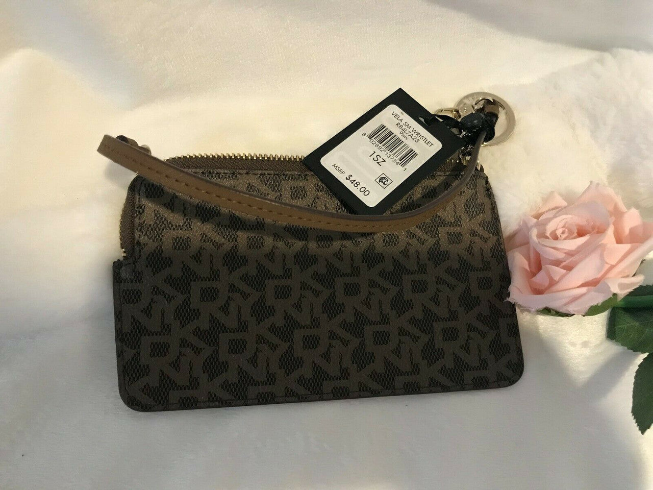 DKNY Vela Wristlet - Brown Genuine Leather