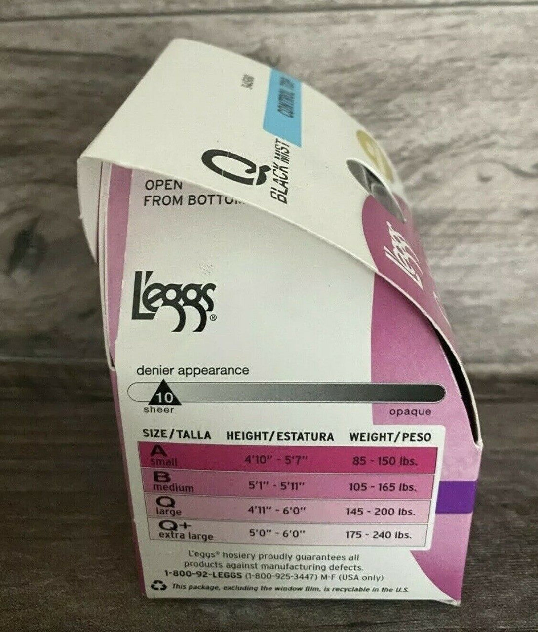 L'eggs Silken Mist Ultra Sheer Leg Q Control Top Run Resistant Black Mist 94500