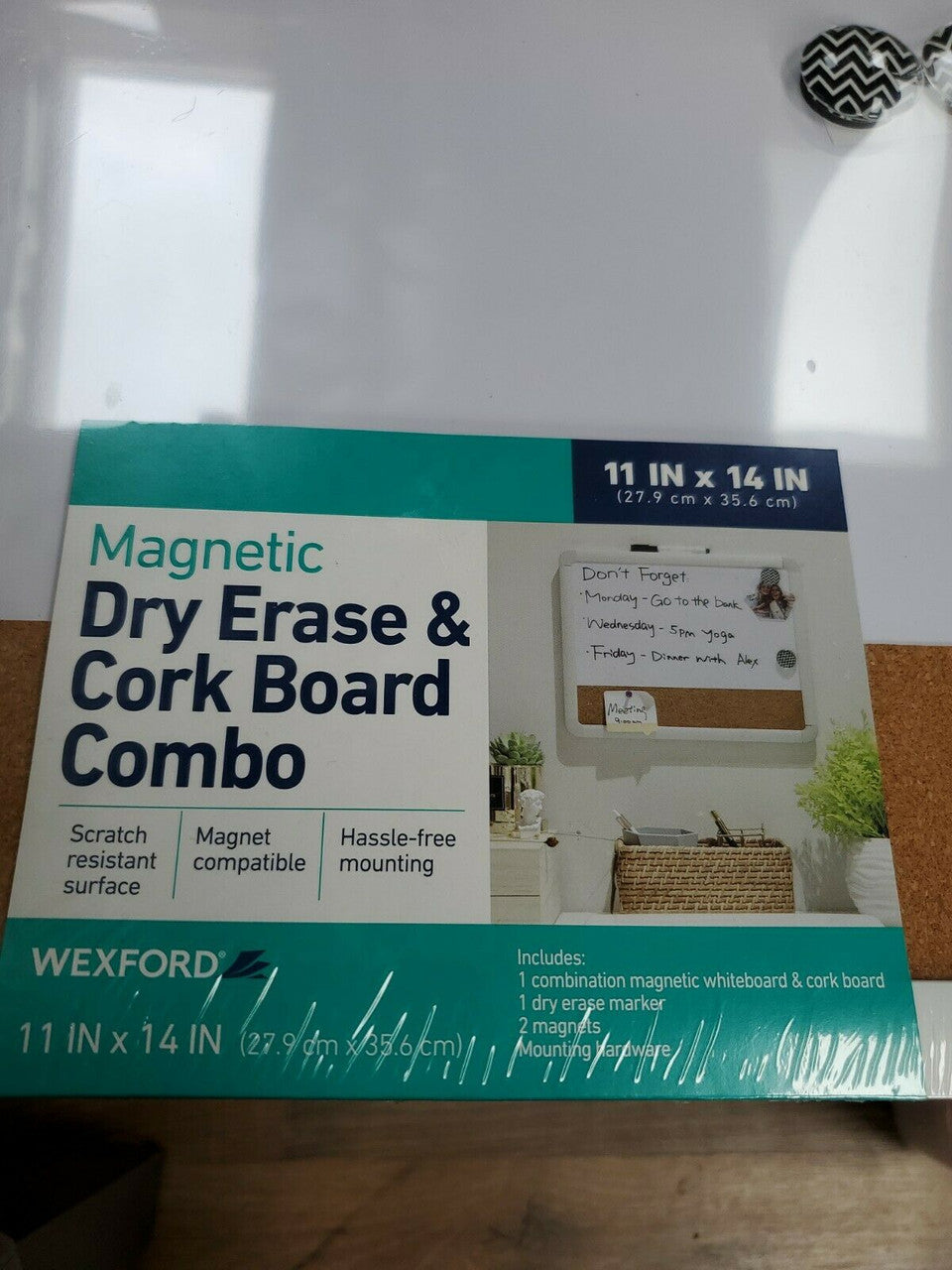 WEXFORD 11x14 Quality Magnetic Dry Erase & Cork  Board
