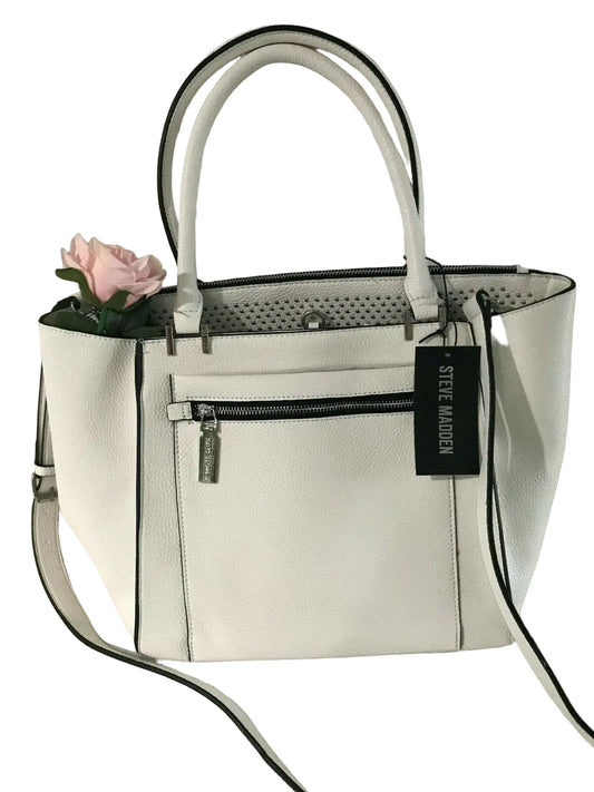 Steve Madden BGLASSE White Shoulder Bag Silver Hardware DT606125