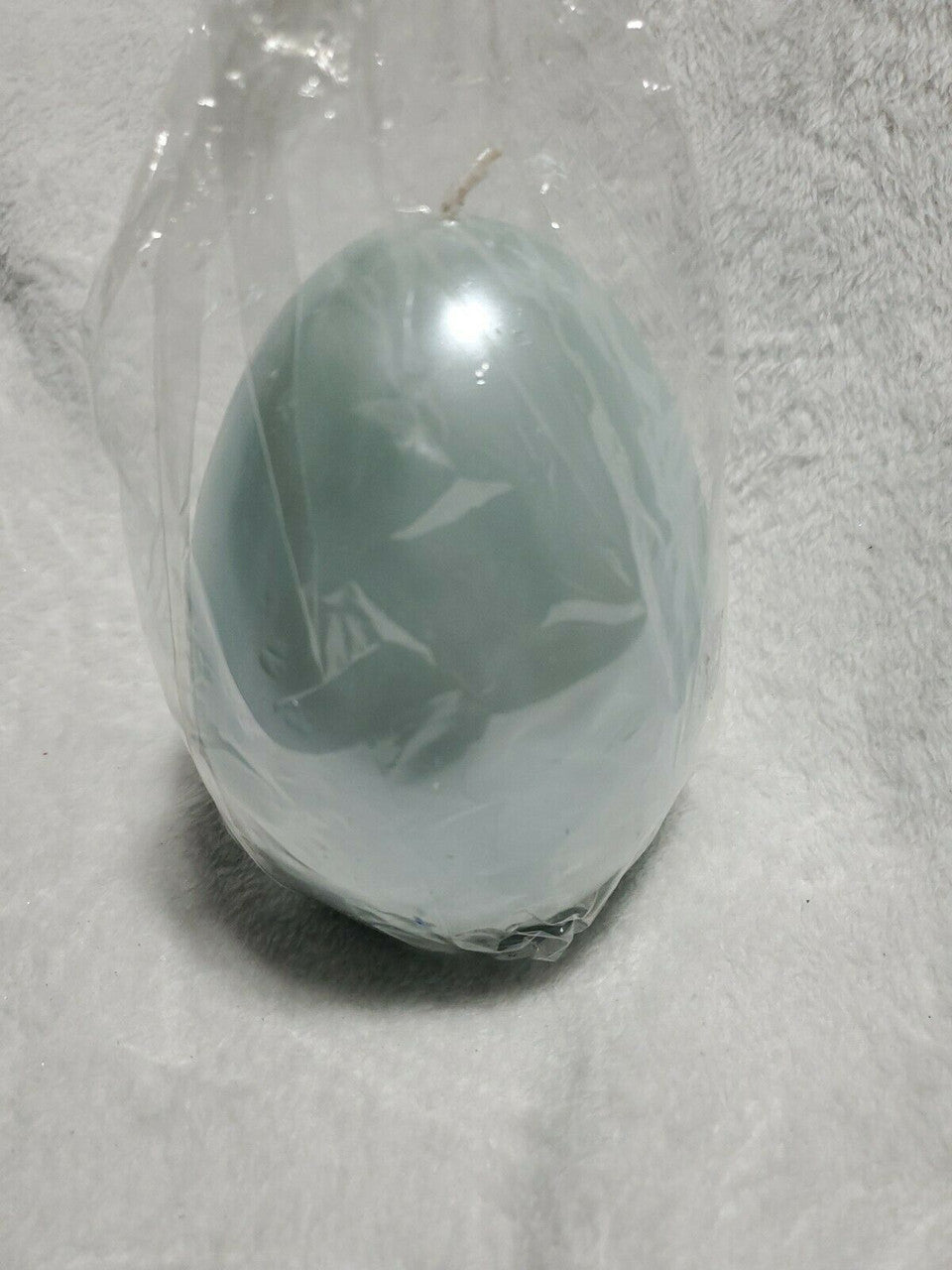 Light Blue Egg Shaped Wax Candle – Pottery Barn Decor 5.2" Tall