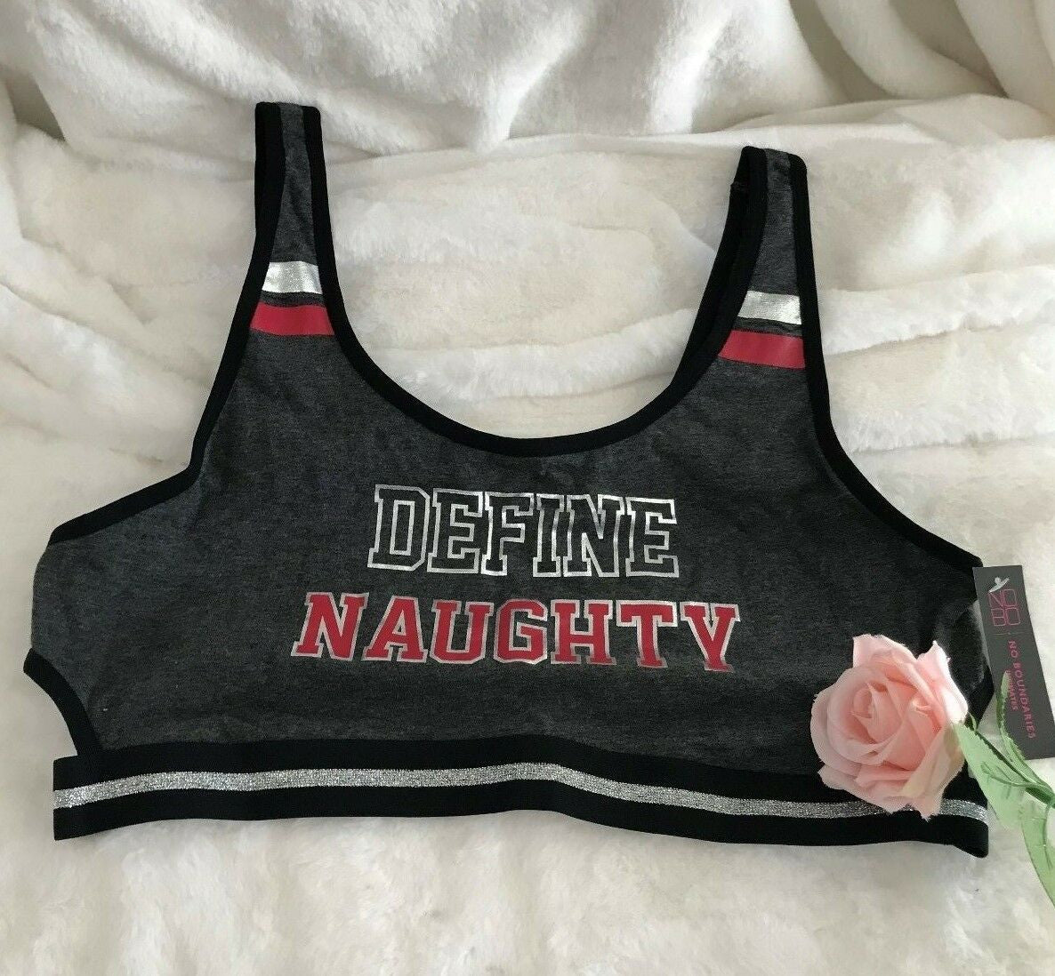No Boundaries Racerback Sports Bra novelty humor sporty Size 42