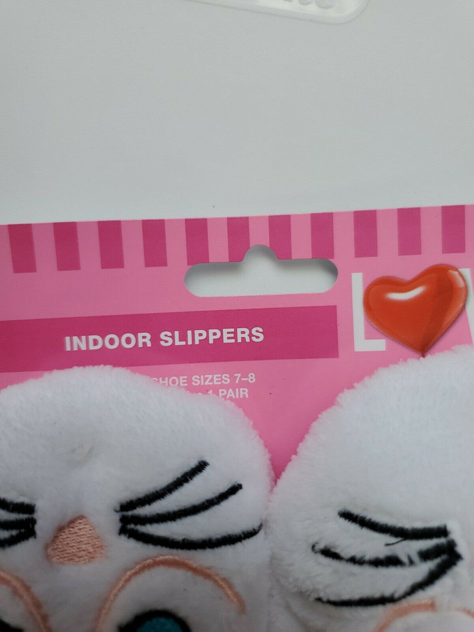 Love In the Air Women Indoor White Plush Kitty Cat Slippers Size 7-8