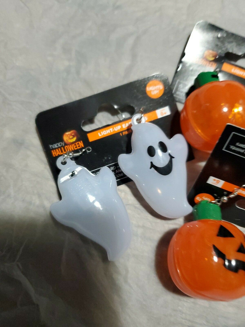 Happy Halloween Light-Up Pumpkin Earrings Set 4 Pairs