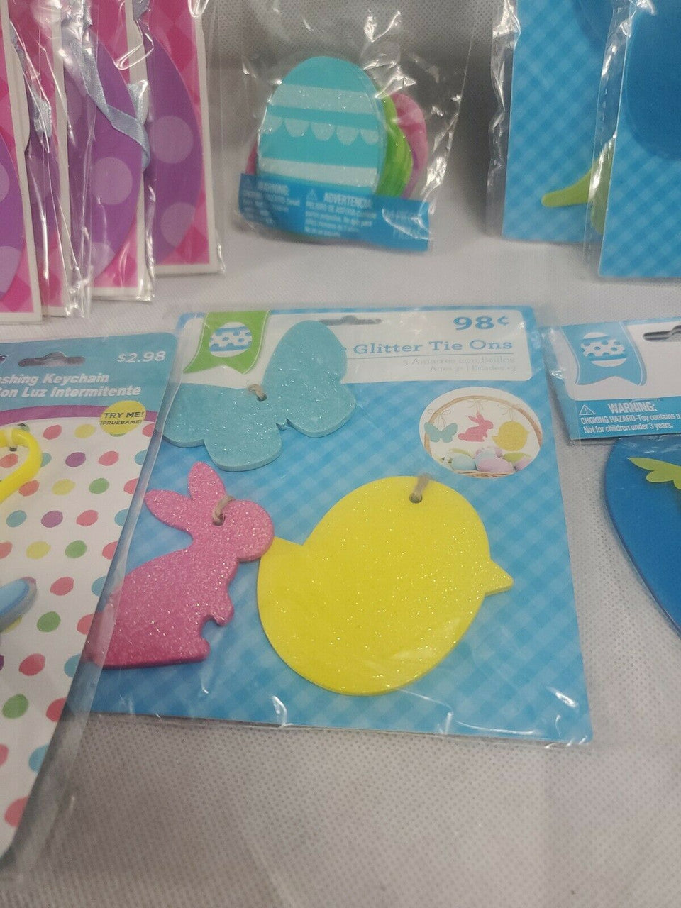Happy Easter - Easter Banner Confetti chalkboard tie gift tag key chain lot 11