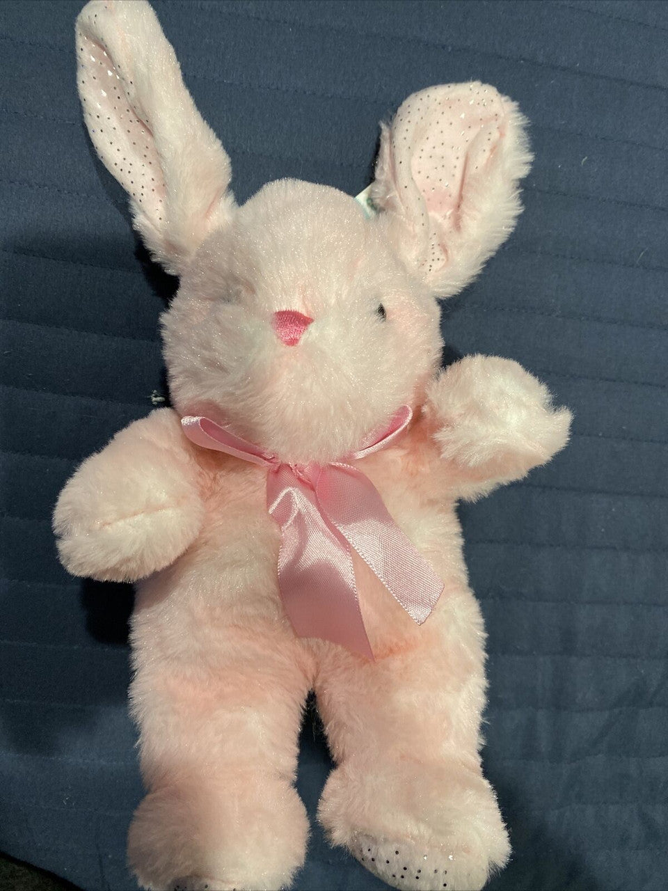 Pink W Glitter Plush Bunny Rabbit 10”