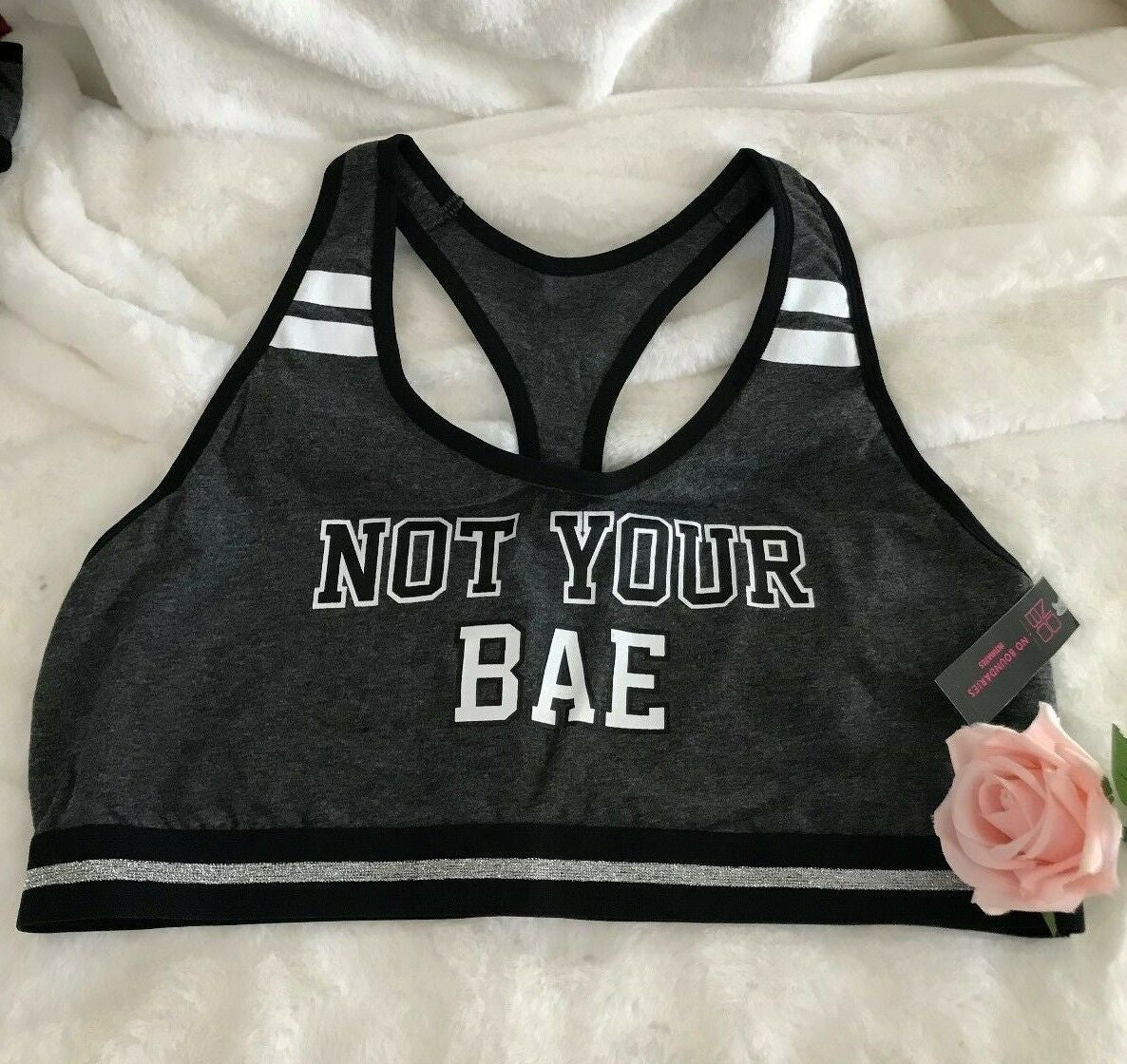 No Boundaries Racerback Sports Bra novelty humor sporty Size 42