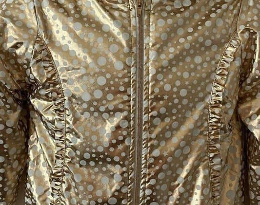 PENELOPE MACK Girls Foil Polka Dot & Stars Rose Gold Jacket 6X