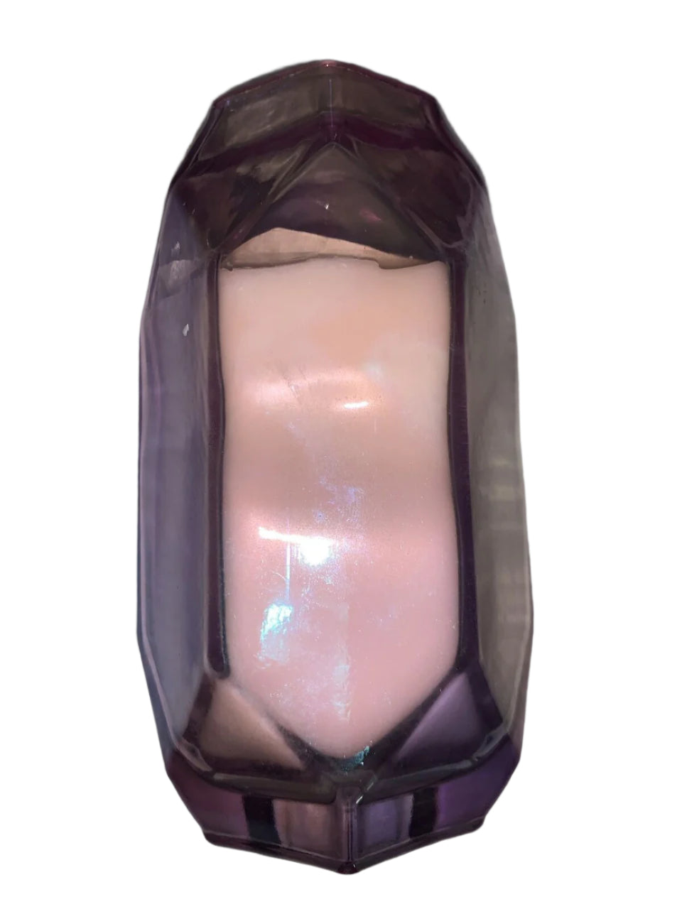 Hand poured lavender-scented candle in a 9oz faceted glass jar by Love In The Air