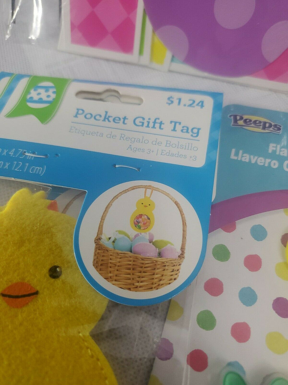 Happy Easter - Easter Banner Confetti chalkboard tie gift tag key chain lot 11