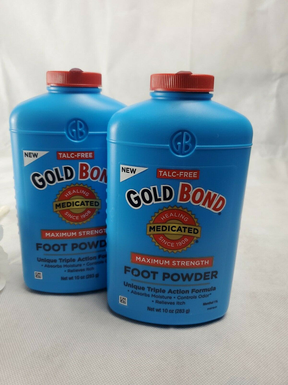 Lot of 2 Gold Bond Medicated Talc-Free Foot Powder 10oz MaxStrength Odor Control