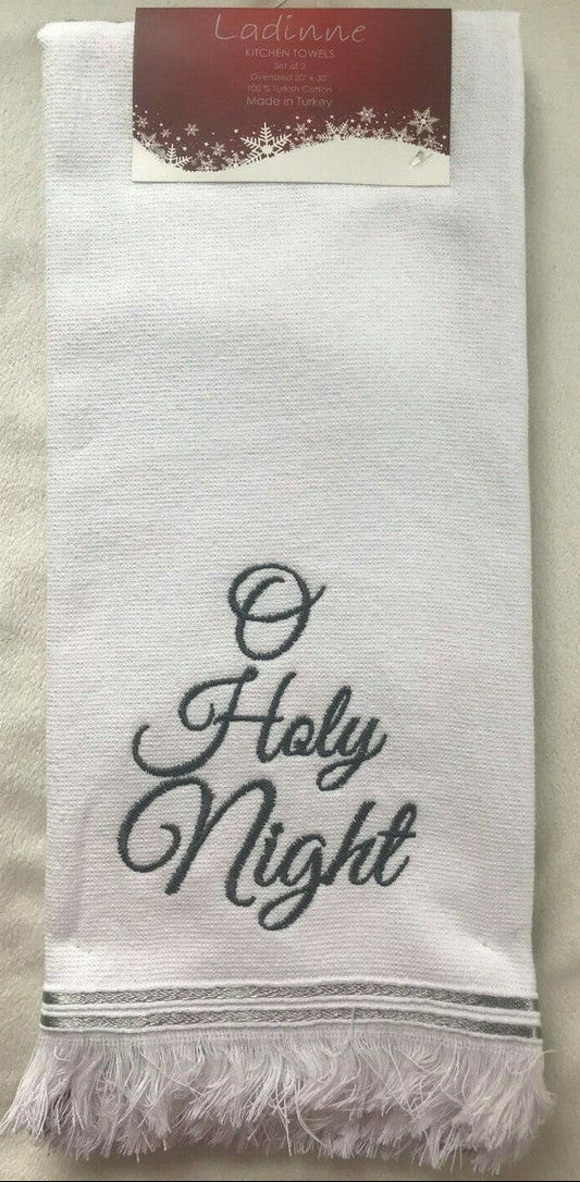 O Holy Night Christmas kitchen towels by Ladinne