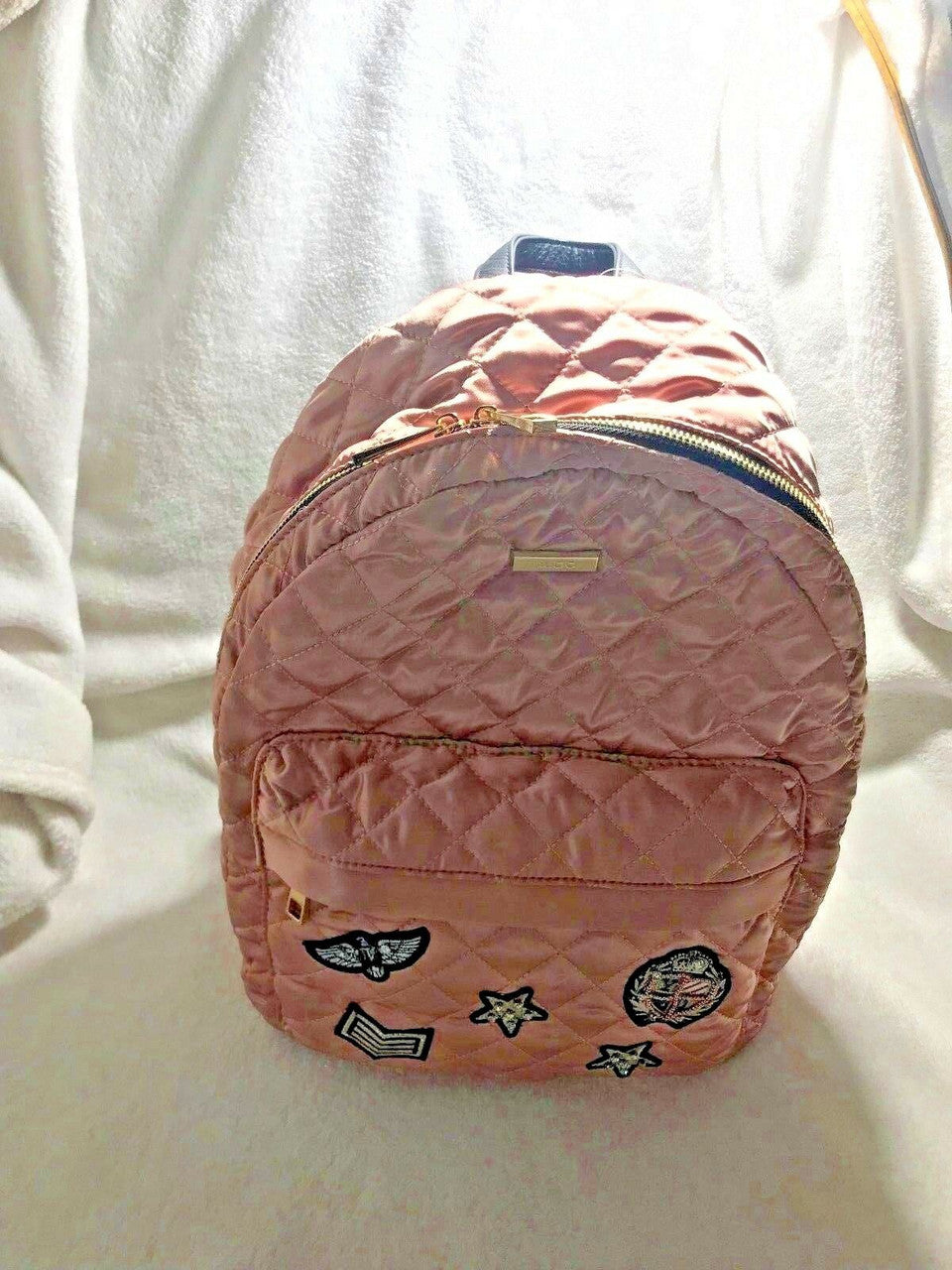 Aldo Edriana Backpack Quilted Pink Crushed Velvet Women Girl New Without Tags