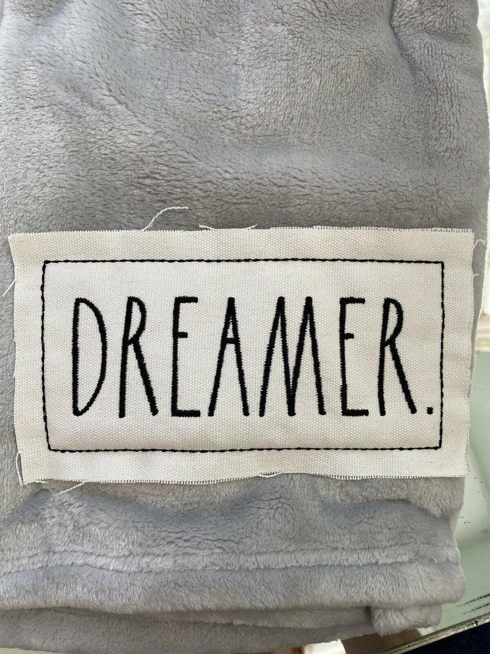 Rae Dunn Baby Blanket Grey “DREAMER” 30” X 40”
