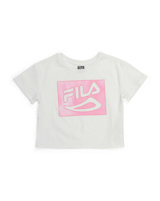 FILA Big Girls Foil Tee T-shirt Size M white pink