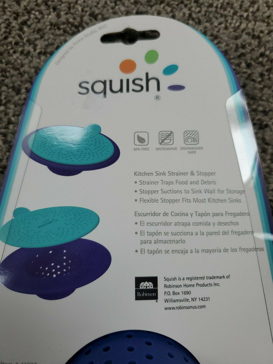 ROBINSON HOME PRODUCTS Blue Squish Sink Strainer&Stopper, Blue 41035