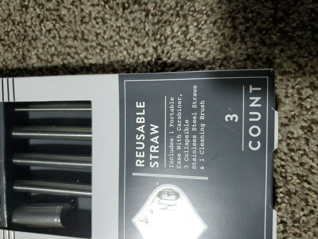 Dashing Reusable Straw Gift Set with 3 Collapsible Stainless Steel Straws Case