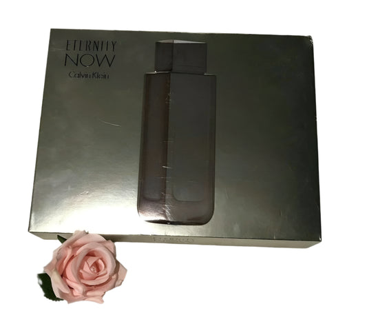 Calvin Klein Eternity Now perfume gift set with EDP spray, rollerball, and lotion – box with minor damage but perfect contents