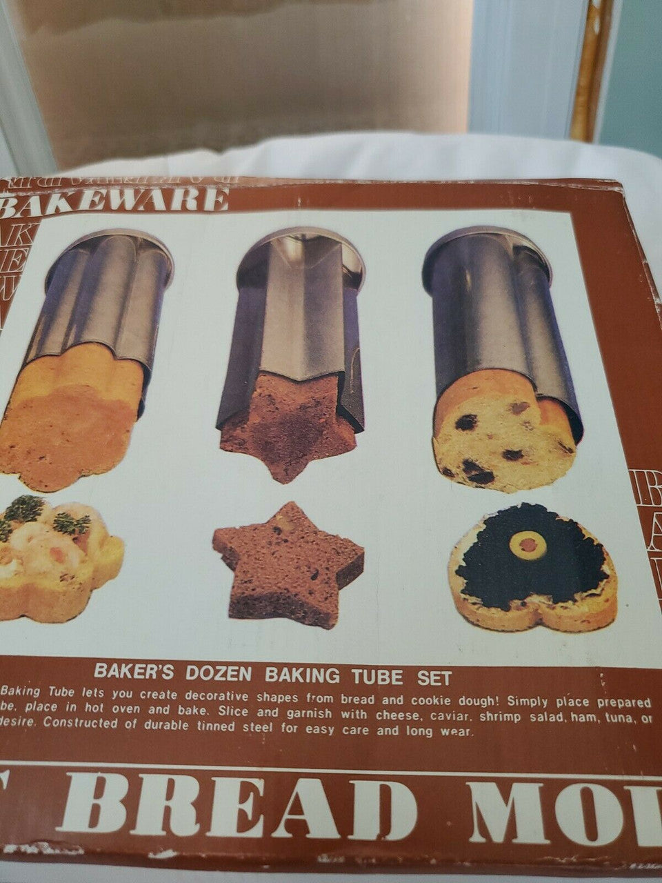 Vintage Bread Molds Bakeware 3 pc Bakers Dozen Baking Tube Set heart star flower