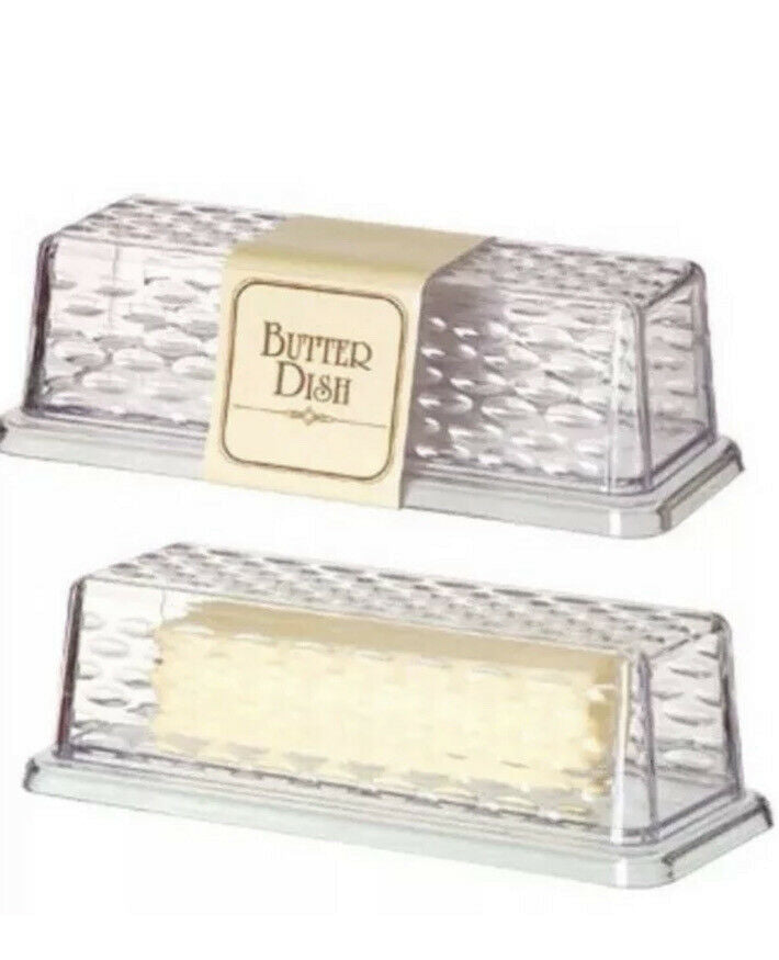 Clear Textured BUTTER DISH For SERVING TRAY COVERED DISH