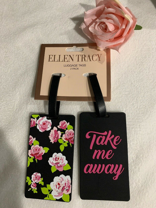 Ellen Tracy 2 Pack Luggage Tags / ID TAKE ME AWAY Roses