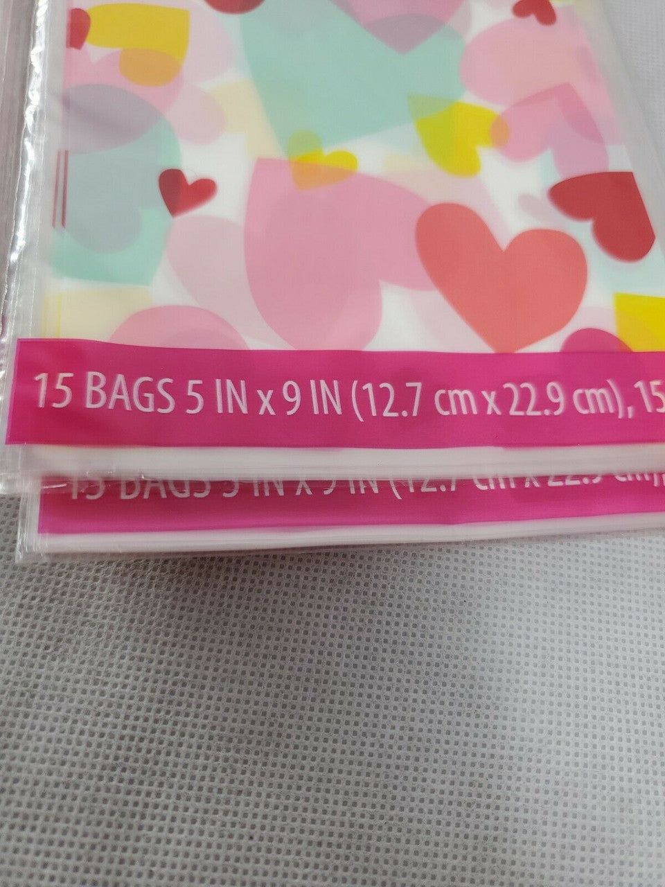 Valentine's Day Treat bags with Ties Multi-Colored Hearts Shapes lot of 10 packs