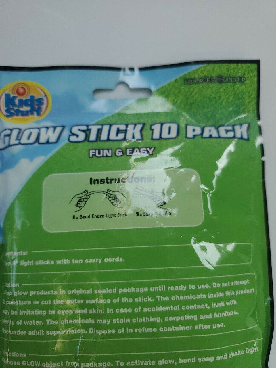 KIDS STUFF GLOW STICKS 10 PACK 4 INCH PARTIES CAMPING FIREWORKS