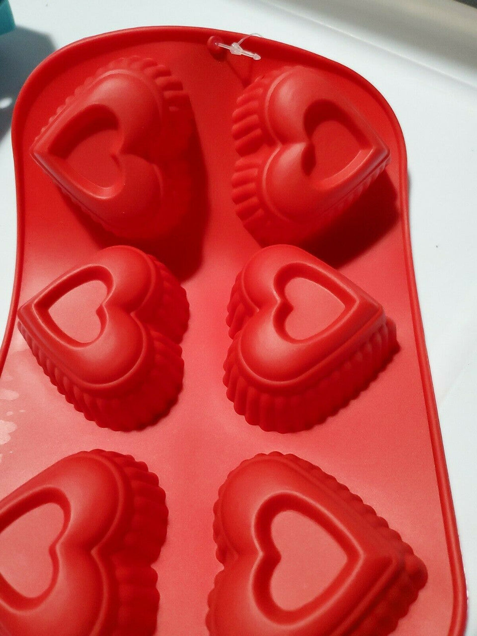 VALENTINE'S DAY Mini Silicone Candy Mold  HEART'S w/DESIGNS 6 Mini Cavities RED