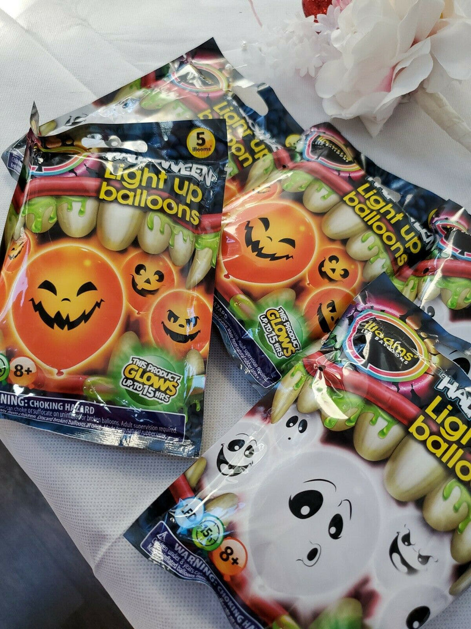 Illooms Led Balloons Light Up Balloons Halloween Ghost Lot of 5 packages