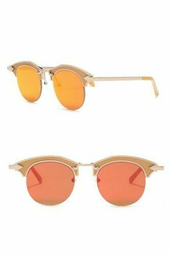 Karen Walker Sunglasses Buccaneer Clubmaster Gold Red Iridium 47mm authentic