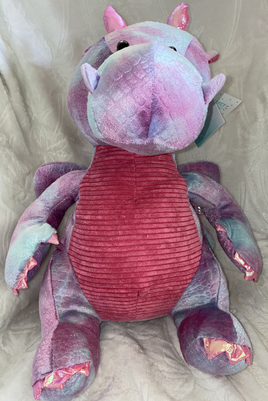 Hug Fun Stuffed Dragon Purple Blue And Green 14.5 "