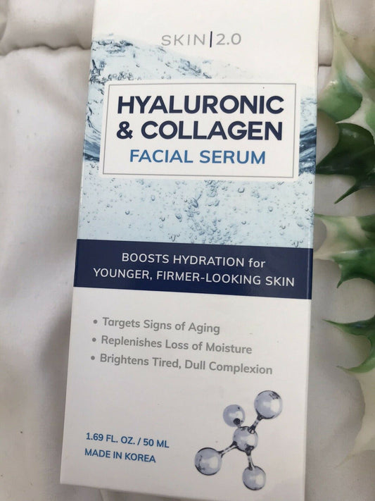 Skin 2.0 Hyaluronic & Collagen Facial Serum Boosts Hydration for Younger.1.69oz.