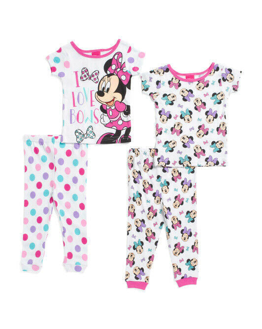 MINNIE MOUSE Toddler Girls 4pc Minnie Mouse Cotton Sleep Set 3T