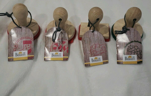 Birkmann Christmas Cookie Stamps Set Of 4 Mistletoe Candy Cane Truck Stocking