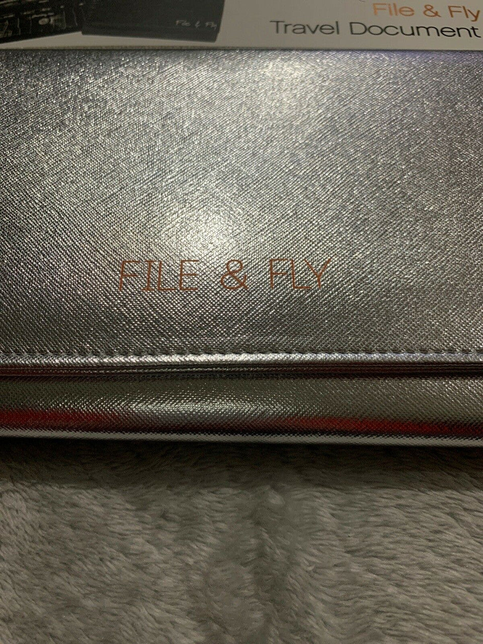 Miamica File Fly Passport Case Travel Wallet Document Organizer SILVER Metallic